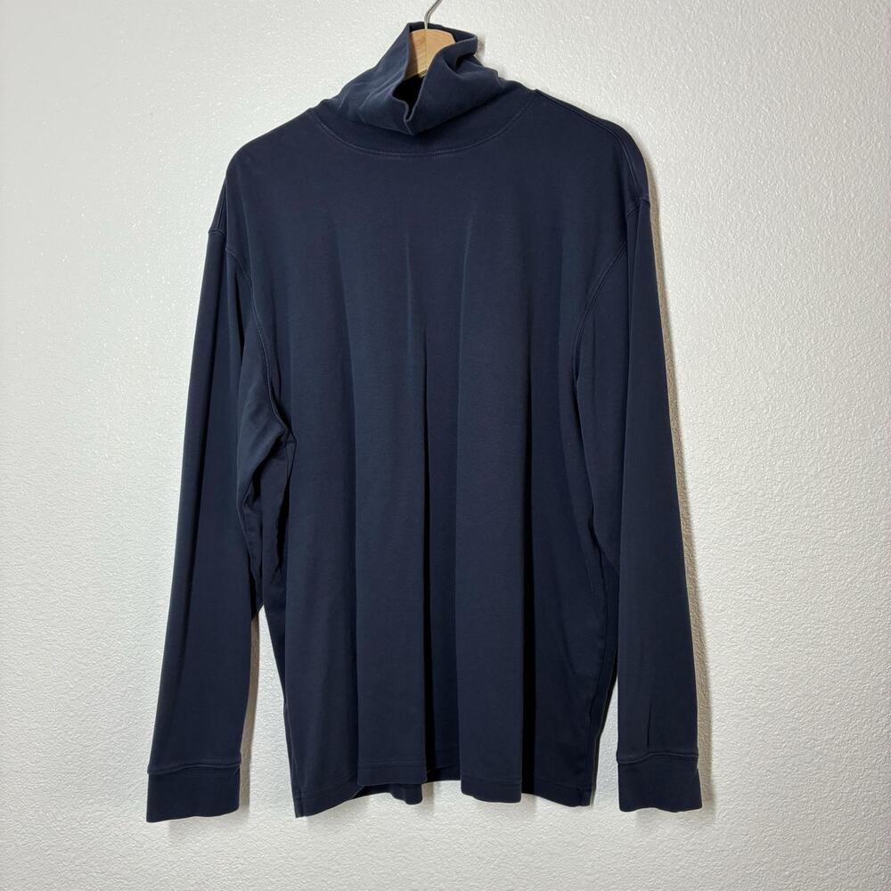 L.L. Bean Shirt Mens XL Blue Mock Neck Long Sleeve Cotton Jersey Tagless Tee